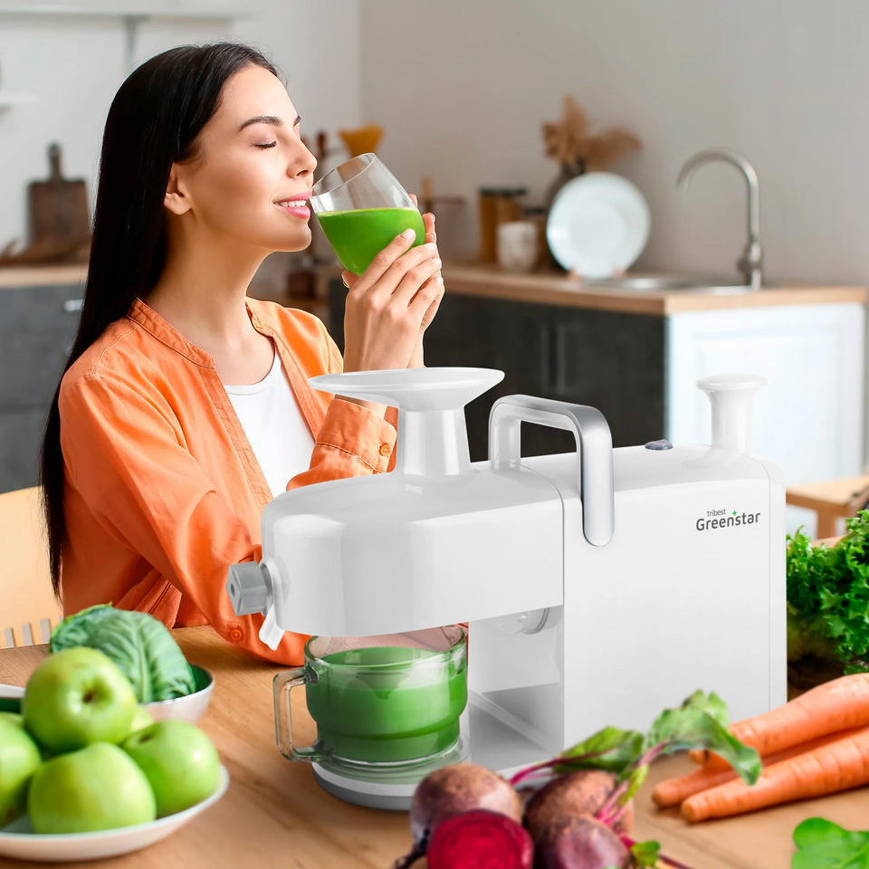 Greenstar 5 All-Stainless Steel Twin Gear Cold Press Masticating Juicer (White)