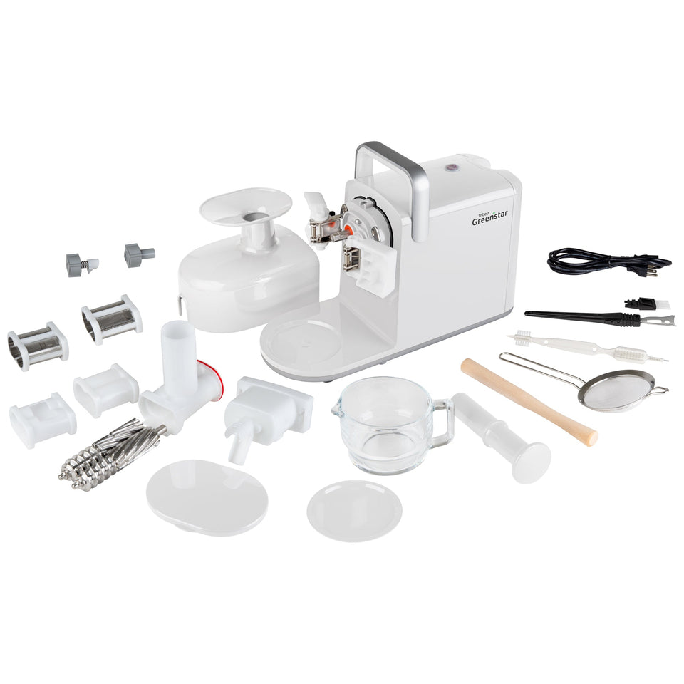 Greenstar 5 All-Stainless Steel Twin Gear Cold Press Masticating Juicer (White)
